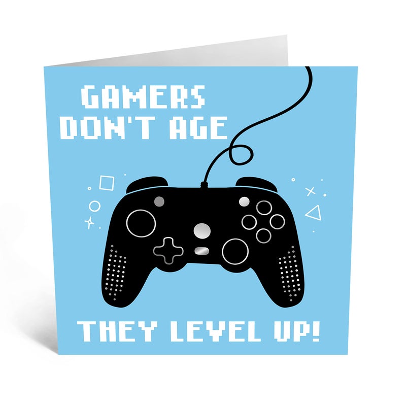 CENTRAL 23 - Fun 'Gamers Don't Age' Birthday Card for Him - Gamers Birthday Card - Comes with Fun Stickers - Image 3
